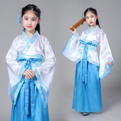 Children chinese folk dance costumes hanfu tang dynasty princess fairy drama photos studio cosplay dresses robes
